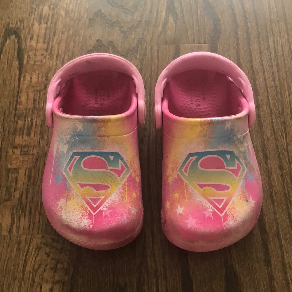 Supergirl crocs, toddler girl size C7
